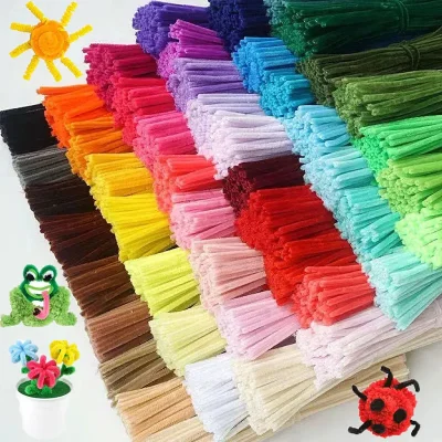100pcs Colorful Chenille Stems Pipe Cleaners Kids Educational Toys Handmade Plush Tinsel Twist Sticks For DIY Craft Supplies - Image 2