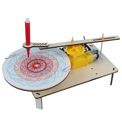DIY Kids Creative Assembled Wooden Electric Plotter Kit Model Automatic Painting Drawing Robot Science Physics Experiment Toy - Image 2