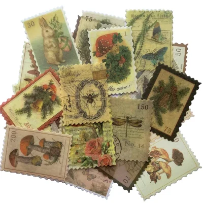 60pcs Vintage Postage Stamp Aesthetic Classical Beauty Deco Paper Sticker For Scrapbooking, Journaling Supplies Planner
