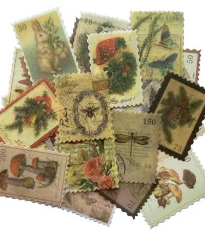 60pcs Vintage Postage Stamp Aesthetic Classical Beauty Deco Paper Sticker For Scrapbooking, Journaling Supplies Planner