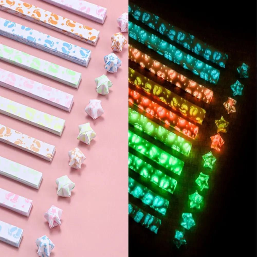 210 Sheets Luminous Origami Stars Paper 10 Colors Strips Lucky Star Decor Folding Paper Craft Paper DIY Arts Crafting Supplies