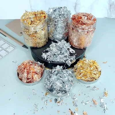 3g Imitation Gold Sliver Copper Foil Sequins Glitters Craft Leaf Flake Sheets Bulk For Gilding DIY Nail Art Decor Paper - Image 7