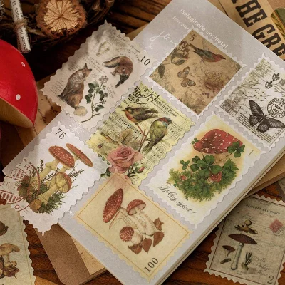 60pcs Vintage Postage Stamp Aesthetic Classical Beauty Deco Paper Sticker For Scrapbooking, Journaling Supplies Planner - Image 3