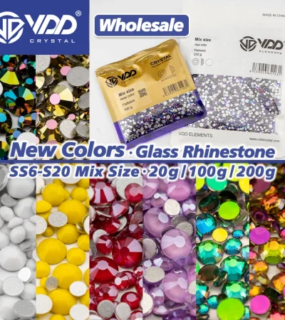 VDD Wholesale High Quality New Color SS6-SS20 Mix Size Glass Rhinestones Crystal Flat Back Stones Nail Art Craft DIY Decorations