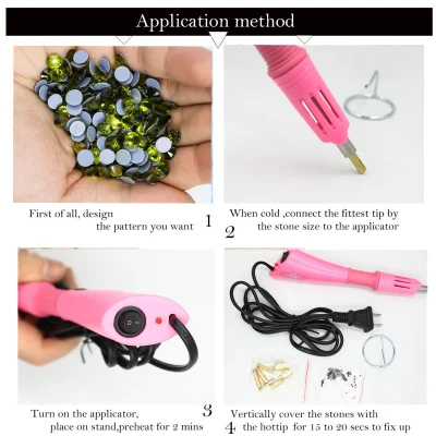 Fast Heated Hotfix Rhinestones EU/US Plue Applicator Iron-on Wand Heat-fix Tool Gun Mixed Size Hot Fix Rhinestones Glass Diamond - Image 6