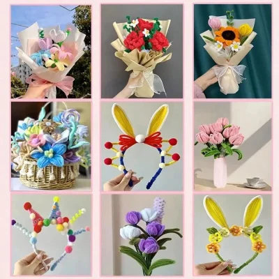 100pcs Colorful Chenille Stems Pipe Cleaners Kids Educational Toys Handmade Plush Tinsel Twist Sticks For DIY Craft Supplies - Image 8