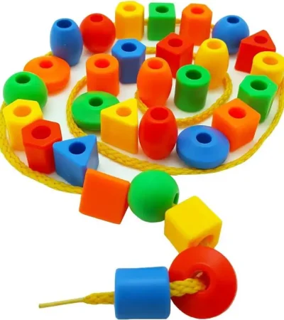Rainbow Lacing Beads 25 Beads 3 Strings Montessori Toys Threading Toys Educational Toys Fine Motor Activities for Kids Toddler