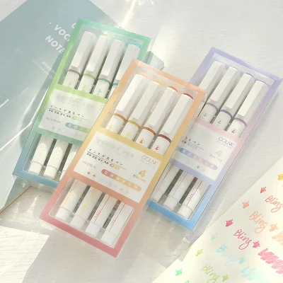 4pcs Glitter Color Shiny Pens Set Bling Sparkling Highlighter Marker 4mm Brush for Drawing Painting Art School Metallic Glitter - Image 2
