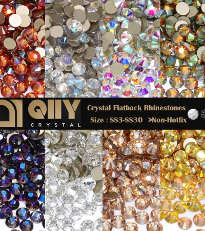 QIIY SS3-SS30 High Quality Crystal Rhinestones Gold Bottom Flat Back Glass Strass Stones DIY Craft Nail Art Accessories