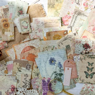 100 pcs Vintage Aesthetic material paper Scrapbooking Set Planner hand made Diary Album compilation Junk Journal Supplies - Image 2