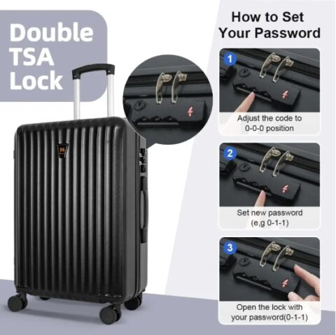 3pcs Luggage Set   Lightweight Hard Shell Suitcase Set With Double Spinner Wheels, Large Capacity, Includes 3pc U-Shaped Travel Pillow Set, Perfect For Business  Family Trips - Image 6