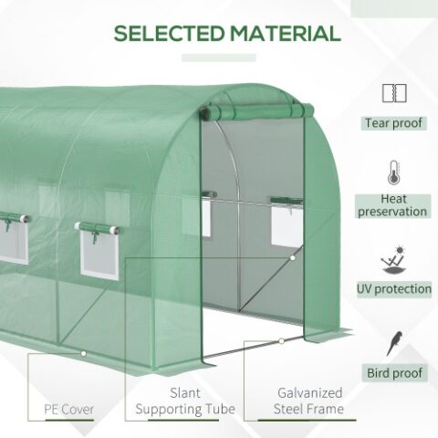 Walk In Tunnel Circular Greenhouse With Mesh Doors And 8 Windows - Image 2