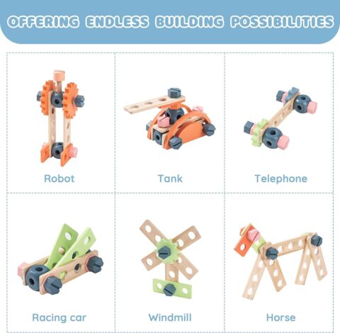 ROBOTIME Workbench Play Set Toddlers Kids Pretend Tool Bench Toy Workshop Toys - Image 8