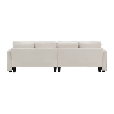 Seater Modern Linen Fabric Sofa With Armrest Pockets And 4 Pillows,Minimalist Style Couch For Living Room, Apartment, Office,3 Colors - Image 3