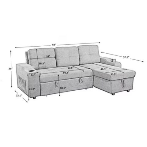 Convertible Sectional Sofa With Armrest Storage - Image 5