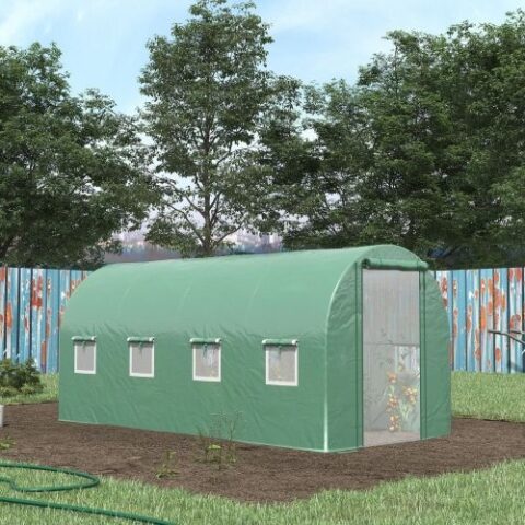Walk In Tunnel Circular Greenhouse With Mesh Doors And 8 Windows - Image 9