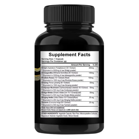 Shilajit Capsules Ashwagandha Extra Strength Dietary Supplement 60 Capsules - Image 4