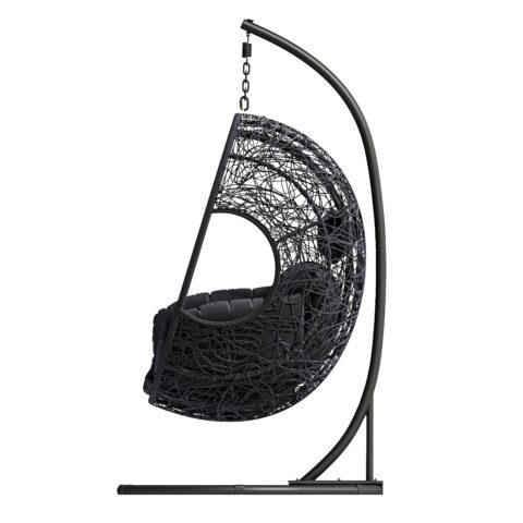 Outdoor Indoor PE Wicker Swing Egg Chair Gray Color - Image 5