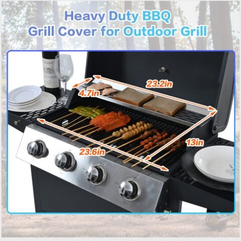 Propane Gas Grill 4 Burner Barbecue Grill, Stainless Steel 34,000 BTU Patio Garden Barbecue Grill With Two Shelves, Lid, Wheels And Bottle Opener - Image 4