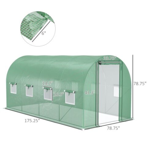 Walk In Tunnel Circular Greenhouse With Mesh Doors And 8 Windows - Image 4