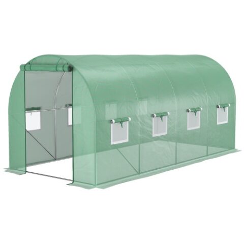 Walk In Tunnel Circular Greenhouse With Mesh Doors And 8 Windows - Image 3