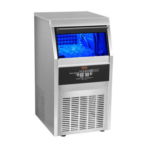 VEVOR 110V Commercial Ice Maker 80LBS 24H With 24lbs Storage Capacity Stainless Steel, 40 Ice Cubes For Bar Home Supermarkets - Image 4