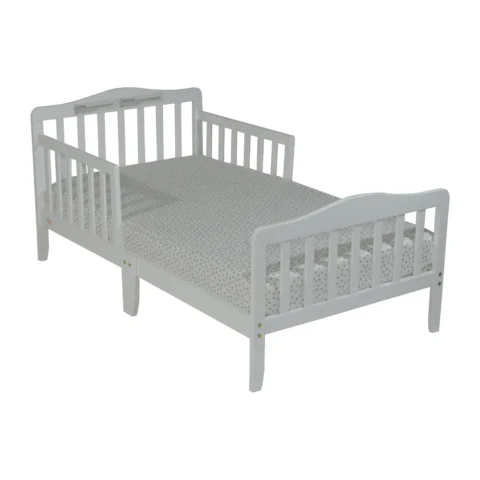 Blaire Toddler Bed, White Wooden Frame, Safety Rail, Sturdy Kids Bed - Image 2