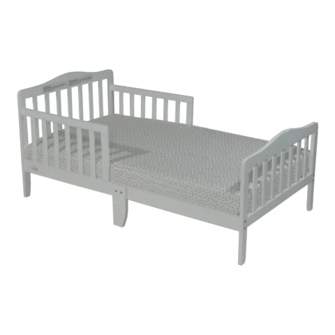 Blaire Toddler Bed, White Wooden Frame, Safety Rail, Sturdy Kids Bed - Image 4