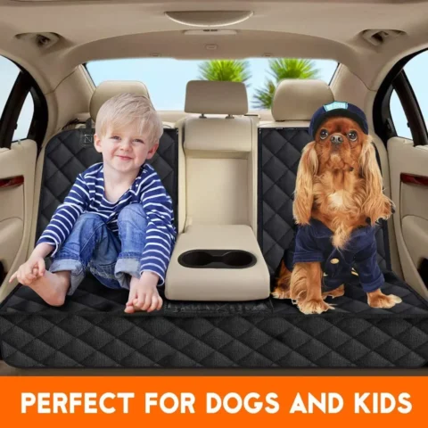 Dog Car Rear Seat Protective Cover Waterproof Dirt Resistant Pet Seat Cover Black Shoulder Strap Hammock Pet Travel Mattress - Image 3