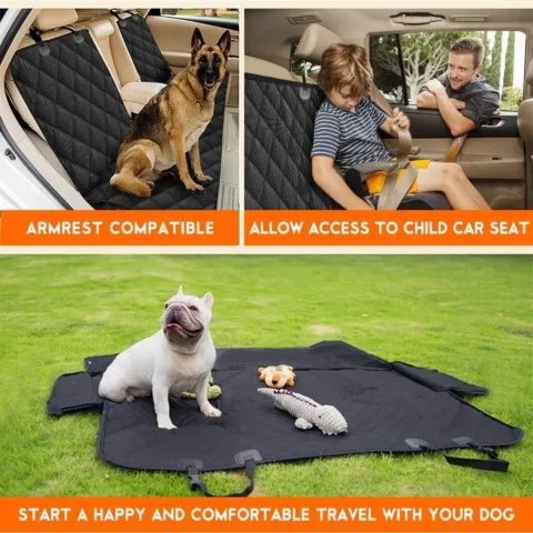 Dog Car Rear Seat Protective Cover Waterproof Dirt Resistant Pet Seat Cover Black Shoulder Strap Hammock Pet Travel Mattress - Image 4