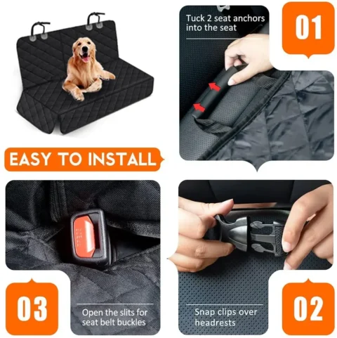 Dog Car Rear Seat Protective Cover Waterproof Dirt Resistant Pet Seat Cover Black Shoulder Strap Hammock Pet Travel Mattress - Image 6