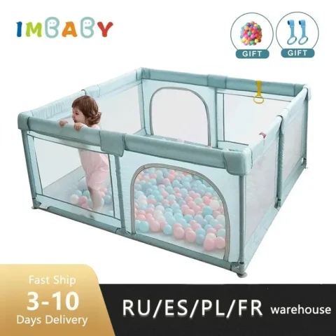 IMBABY Playpen For Children With Pull rings For Free Kids Fence Safety Barrier Balls Pit Baby Dry Pool Crawling Playground - Image 2