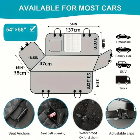 Ideal Car seat Cover, Upgrade Your Car Seats with this Waterproof, Scratch-Resistant Dog Hammock Cover! - Image 4