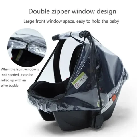 K92D Baby Car for Seat Rain Cover EVA Stroller Weather Shield Waterproof Windproof Breathable Clear Raincoat - Image 3