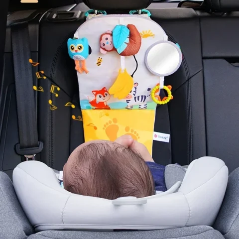 Rear Facing Car Seat Toy Baby Kick&Play Activity Center Car Seat Activity Arch with Music Mirror Rattle Toys for Children Travel - Image 2