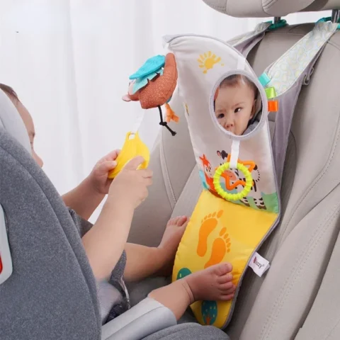 Rear Facing Car Seat Toy Baby Kick&Play Activity Center Car Seat Activity Arch with Music Mirror Rattle Toys for Children Travel