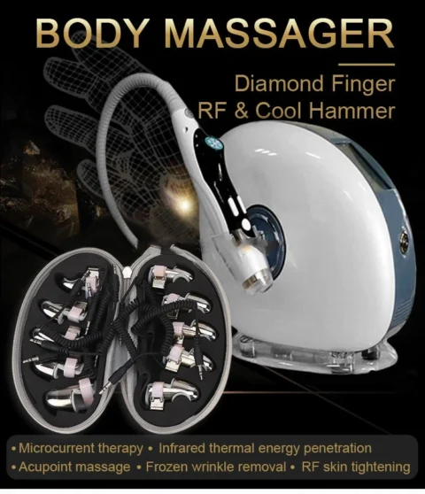 Portable Golden finger body massager for facial stretching, RF EMS micro-current therapy, meridian dredging 2024