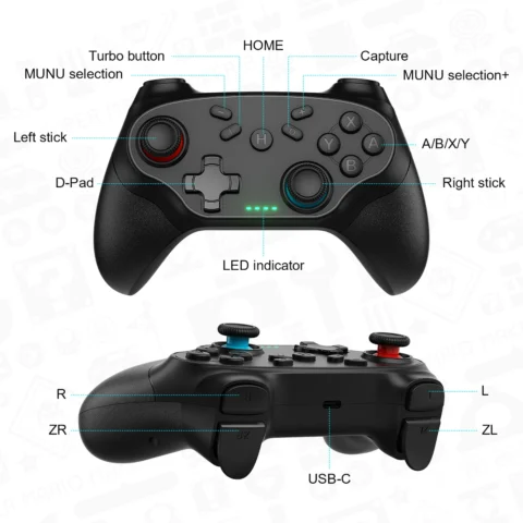 Wireless Controller For Pc/Switch/Oled/Ios/Android Bluetooth Gamepads Turbo Game Controller Vibration Control Console Remote - Image 2