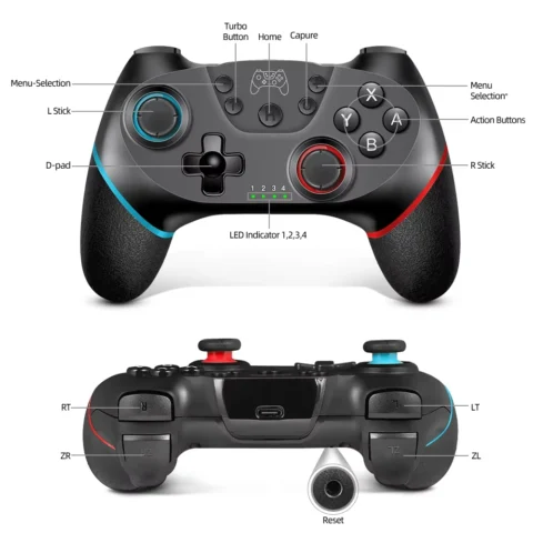 Bluetooth Wireless Controller For Switch Gamepad Controle Compatible With Pc Joystick With 6-Axis/Turbo/Ergonomic Function - Image 3