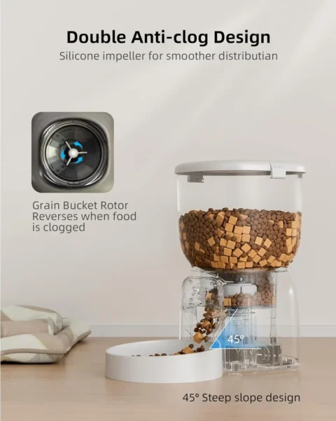 Smart Automatic Cat Feeder - Up to 15 Portions 10 Meals Per Day, Dual Power Supply Pet Feeders for Cats/Dogs (4L/16.9 Cups)