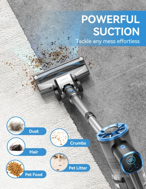 TASVAC N9 Cordless Vacuum Cleaner for Home, 8 in 1 Lightweight Stick Vacuum with LED Display - Image 3
