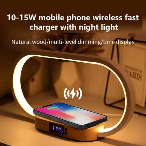 Table Top Decoration Wireless Charger with Night Light & Clock Fast Phone Charger for iPhone 16 pro max Wireless Charging Stands - Image 3