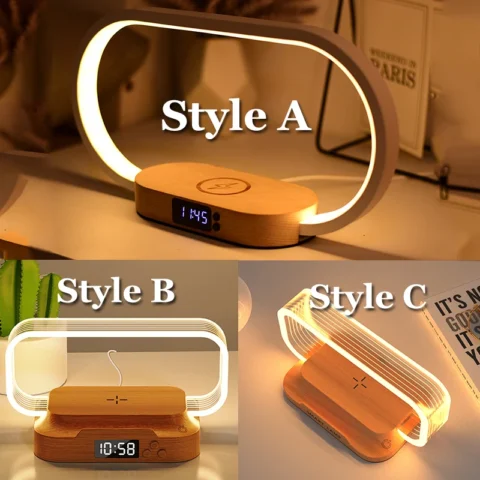 Table Top Decoration Wireless Charger with Night Light & Clock Fast Phone Charger for iPhone 16 pro max Wireless Charging Stands - Image 6