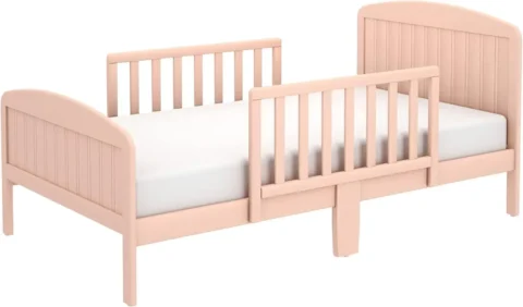 Toddler Bed, Solid Wood Modern Design Transitional Bed for Kids with Rails for Children's Bedroom with 2 Safety Guard - Image 3