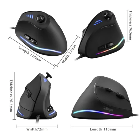 ZELOTES C-18 Vertical Gaming Mouse 10000 DPI Programmable 11 Buttons USB Wired RGB Optical Remote Mouse Gamer Mice For Laptop PC - Image 3