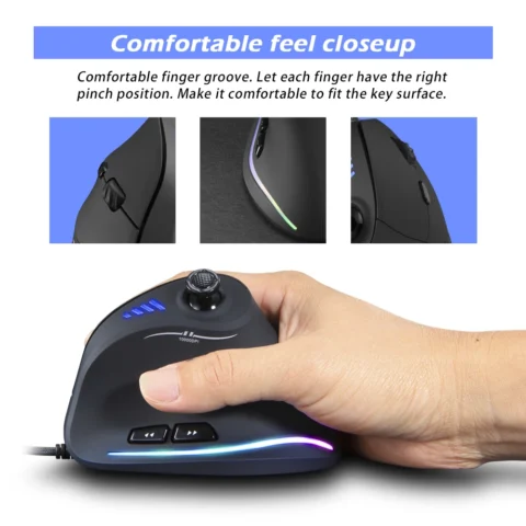 ZELOTES C-18 Vertical Gaming Mouse 10000 DPI Programmable 11 Buttons USB Wired RGB Optical Remote Mouse Gamer Mice For Laptop PC - Image 5