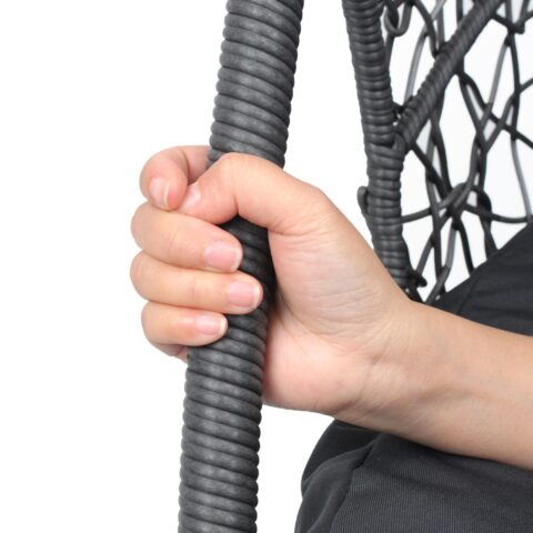 Outdoor Indoor PE Wicker Swing Egg Chair Gray Color - Image 3