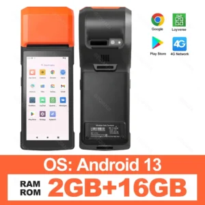 New 4G Android 13 POS PDA Terminal 1D 2D Barcode Scanner Reader built-in Thermal Receipt Bill Printer Handheld Wifi NFC Loyverse 7