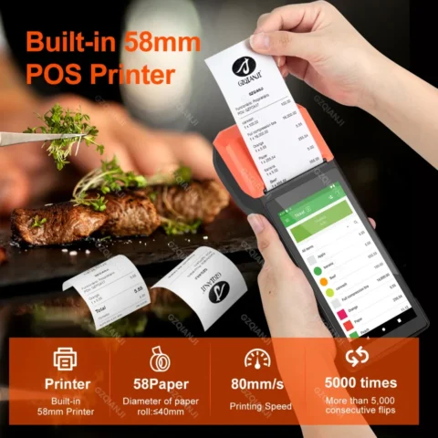 New 4G Android 13 POS PDA Terminal 1D 2D Barcode Scanner Reader built-in Thermal Receipt Bill Printer Handheld Wifi NFC Loyverse 5
