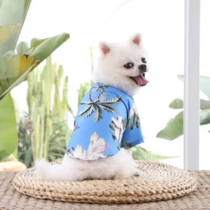 Small and medium-sized dog beach pineapple shirt Hawaiian pet dog cat golden retriever spring and summer season clothing 5